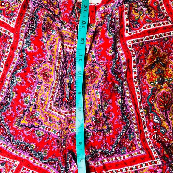 VTG 70s Handmade & OOAK Women’s Wide Leg Super Flare Culottes Pants Red Paisley - Picture 5 of 15